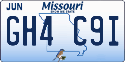 MO license plate GH4C9I