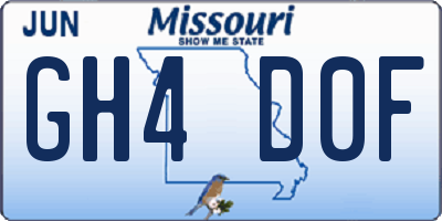MO license plate GH4D0F