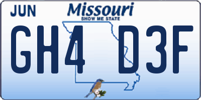 MO license plate GH4D3F