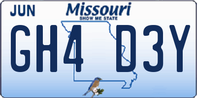 MO license plate GH4D3Y