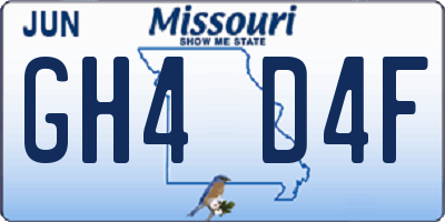 MO license plate GH4D4F