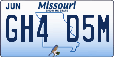 MO license plate GH4D5M