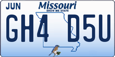 MO license plate GH4D5U