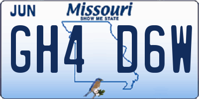 MO license plate GH4D6W