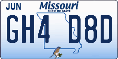 MO license plate GH4D8D