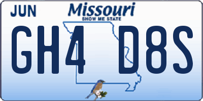 MO license plate GH4D8S