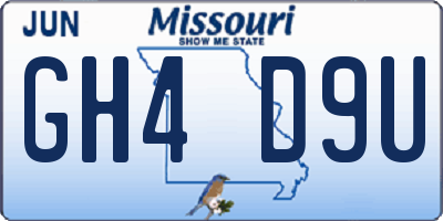 MO license plate GH4D9U