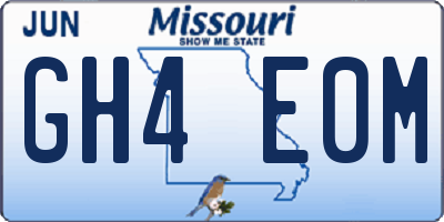 MO license plate GH4E0M