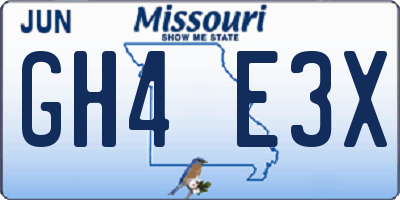 MO license plate GH4E3X