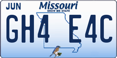 MO license plate GH4E4C