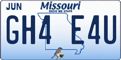 MO license plate GH4E4U