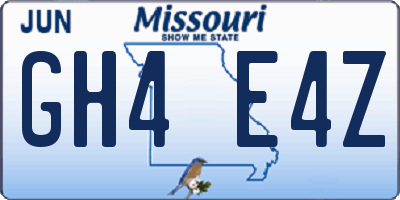 MO license plate GH4E4Z