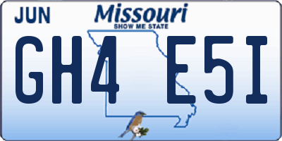 MO license plate GH4E5I