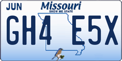 MO license plate GH4E5X