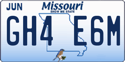 MO license plate GH4E6M
