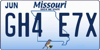 MO license plate GH4E7X