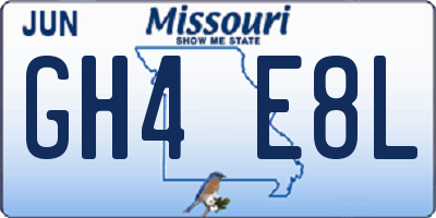 MO license plate GH4E8L