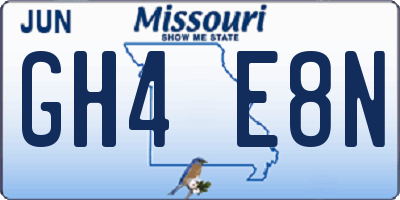 MO license plate GH4E8N