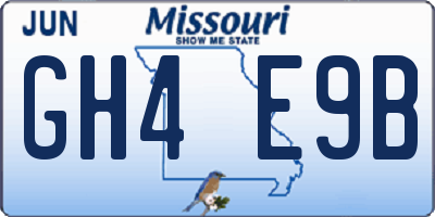MO license plate GH4E9B