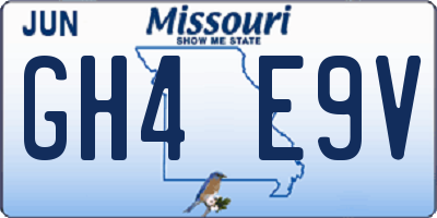 MO license plate GH4E9V