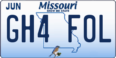 MO license plate GH4F0L