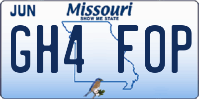 MO license plate GH4F0P