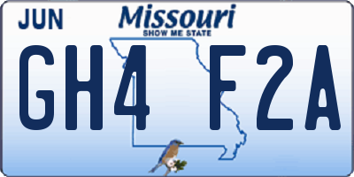 MO license plate GH4F2A