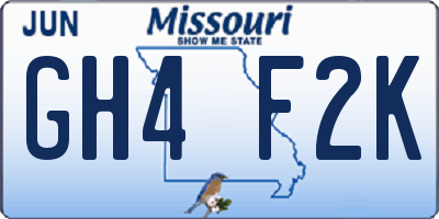 MO license plate GH4F2K