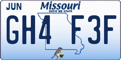 MO license plate GH4F3F