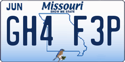 MO license plate GH4F3P