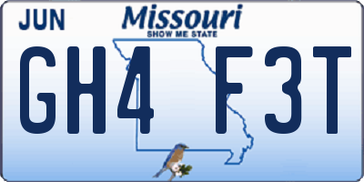 MO license plate GH4F3T