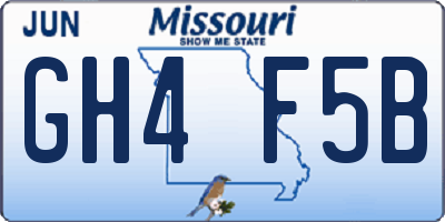 MO license plate GH4F5B