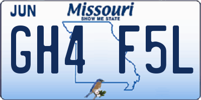 MO license plate GH4F5L