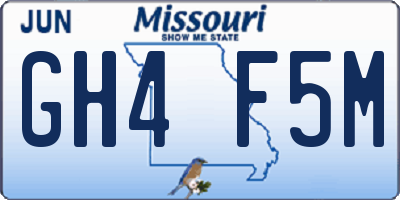 MO license plate GH4F5M