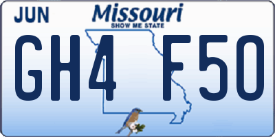 MO license plate GH4F5O