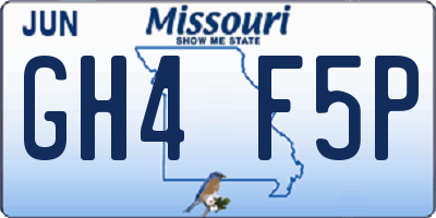 MO license plate GH4F5P