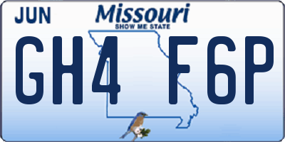 MO license plate GH4F6P