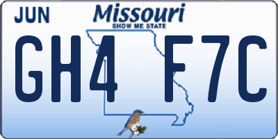 MO license plate GH4F7C