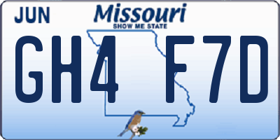 MO license plate GH4F7D