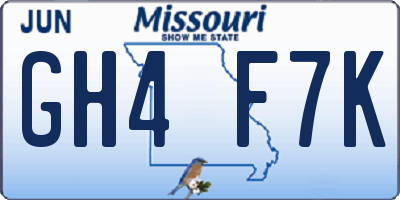 MO license plate GH4F7K