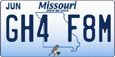 MO license plate GH4F8M