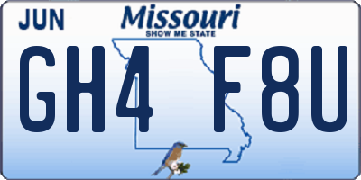 MO license plate GH4F8U
