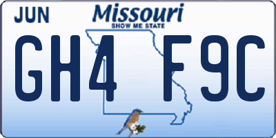 MO license plate GH4F9C