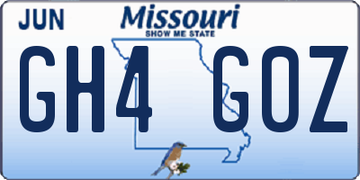 MO license plate GH4G0Z