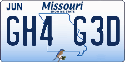 MO license plate GH4G3D