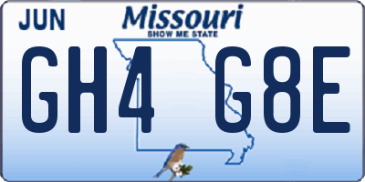 MO license plate GH4G8E