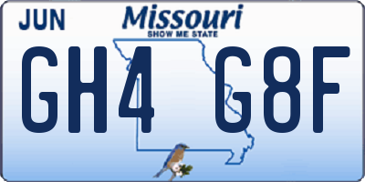MO license plate GH4G8F