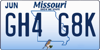 MO license plate GH4G8K