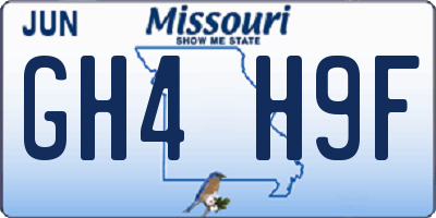 MO license plate GH4H9F