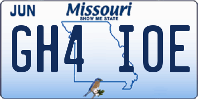 MO license plate GH4I0E